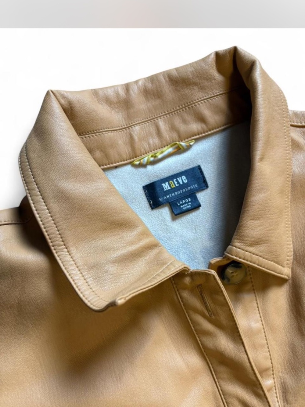 Maeve by Anthropologie Faux Leather Camel Shacket – Size Large - Picture 5 of 6